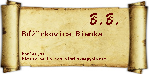 Bárkovics Bianka névjegykártya